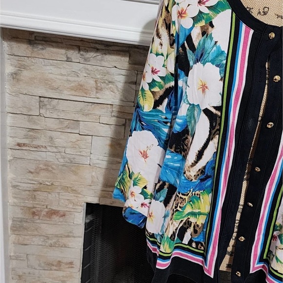 Rafaella floral‎ and striped cardigan sweater plus size 2X - Picture 2 of 7